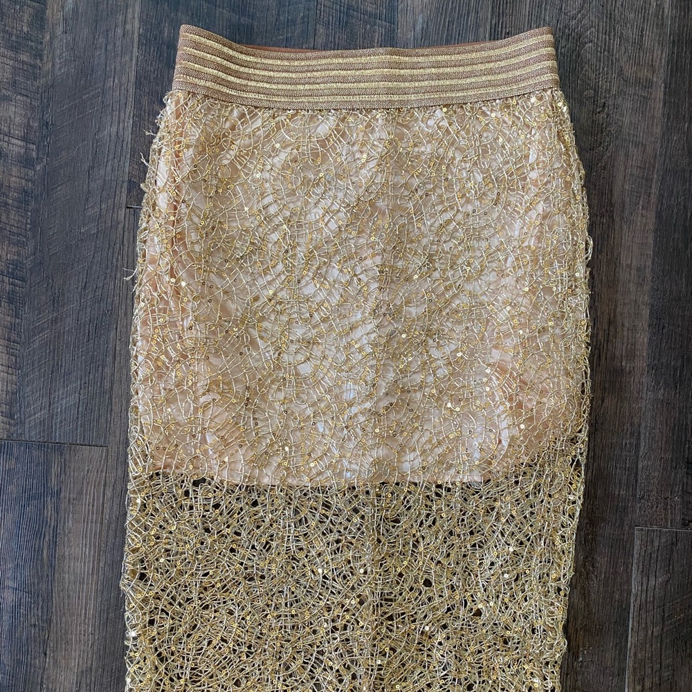 Y2K Akira Gold Lace Skirt